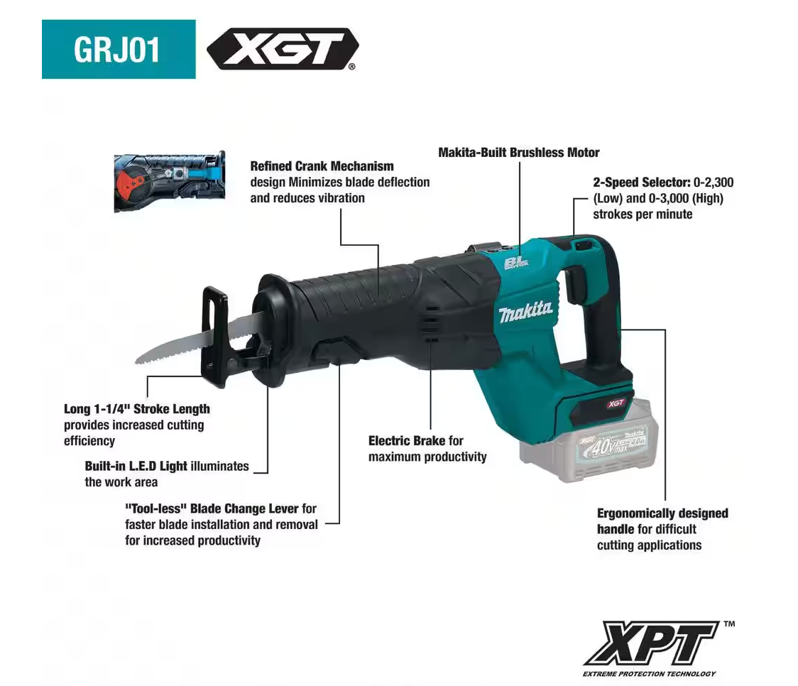 Makita 40V Max XGT Cordless Reciprocating Saw GRJ01Z (TOOL ONLY)