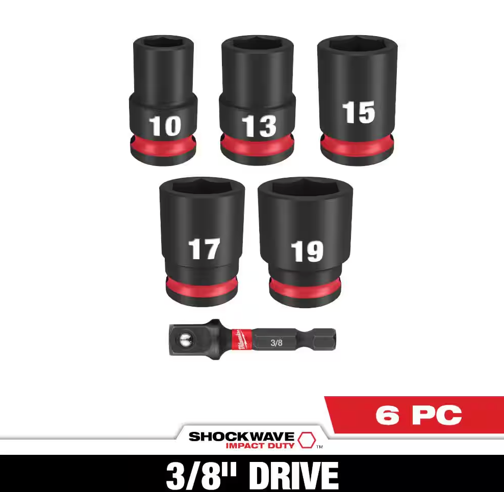 Milwaukee SHOCKWAVE 3/8" Drive Metric Standard 6 Point Impact Socket Set 6-Piece (49-66-7036)