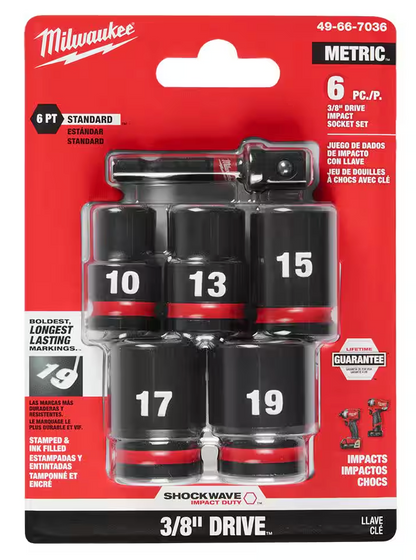 Milwaukee SHOCKWAVE 3/8" Drive Metric Standard 6 Point Impact Socket Set 6-Piece (49-66-7036)