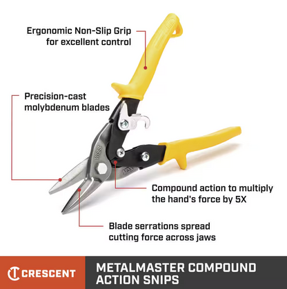 Crescent Wiss 9-3/4" Compound Action Straight, Left, and Right Cut Aviation Snips