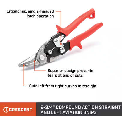 Crescent M1R Wiss 9-3/4" Compound Action Straight and Left Cut Aviation Snips