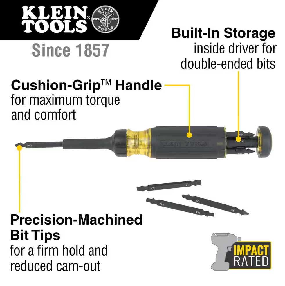 Klein Tools 15-in-1 Ratcheting Impact Multi-Bit Screwdriver (32305HD)