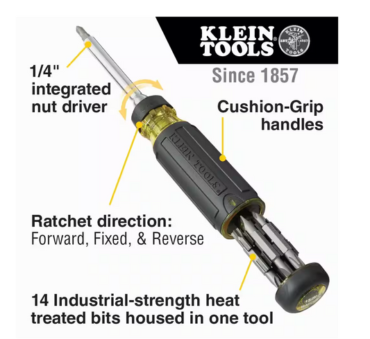 Klein Tools 15-in-1 Multi Bit Ratcheting Screwdriver (32305)