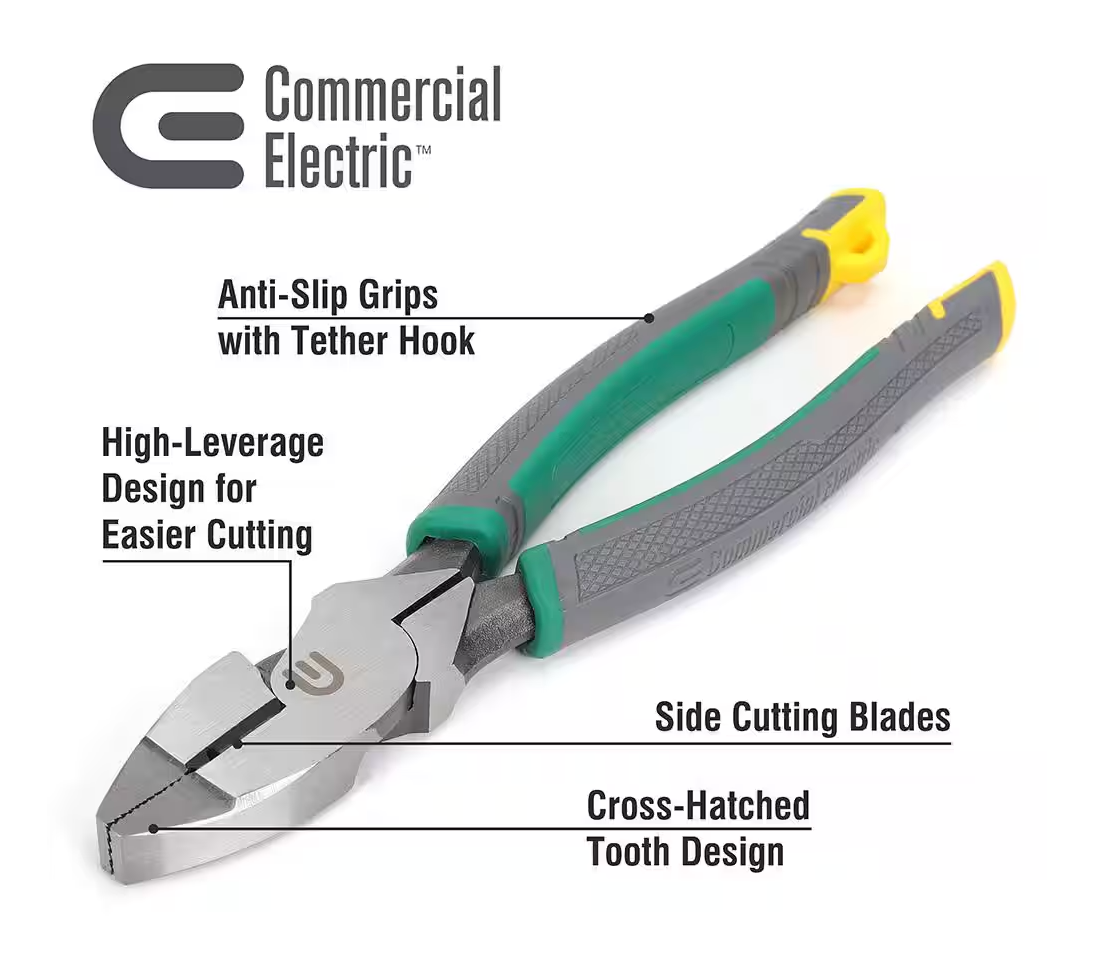 Commercial Electric 9" High Leverage Wire Cutting Pliers (970984)