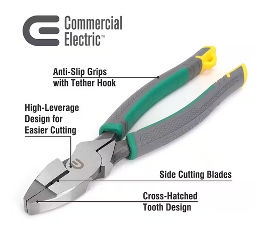 Commercial Electric 9" High Leverage Wire Cutting Pliers (970984)