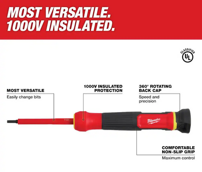 Milwaukee 8-in-1 1000V Insulated Precision Multi-Bit Screwdriver (48-22-2217)