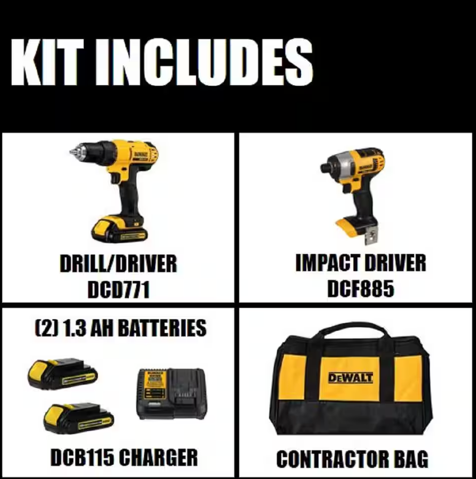 DEWALT 20V MAX Cordless Drill/Impact 2 Tool Combo Kit (DCK240C2)