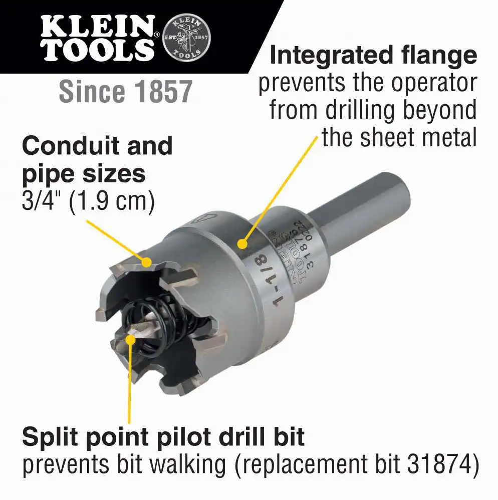 Klein Tools 1-1/8" Carbide Hole Cutter (31876)