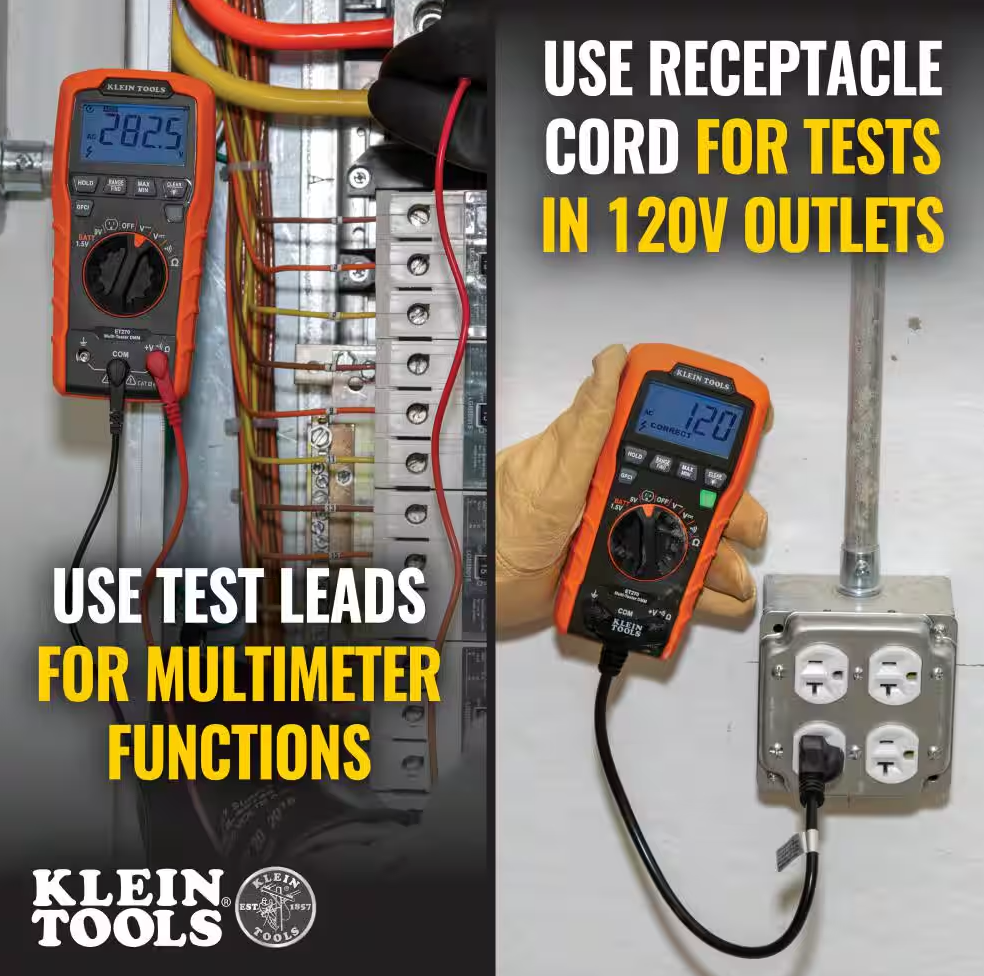 Klein Tools Digital Multi-Tester with Receptacle Tester (ET270)