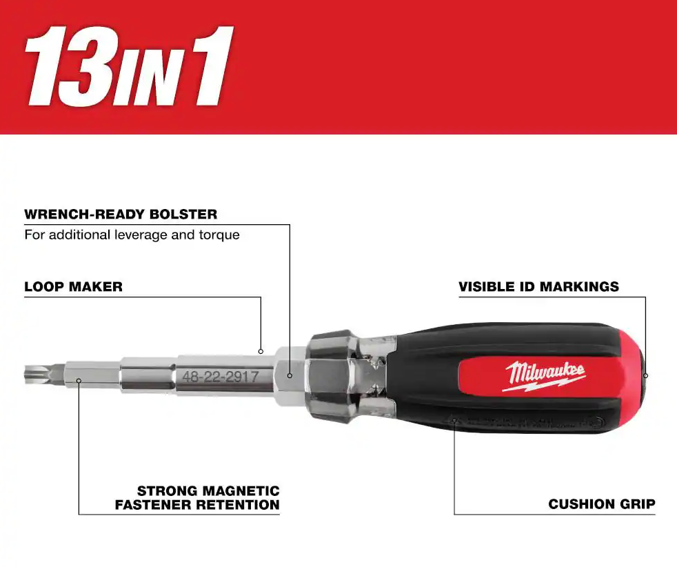 Milwaukee 13-in-1 Magnetic Multi-Bit Screwdriver (48-22-2917)