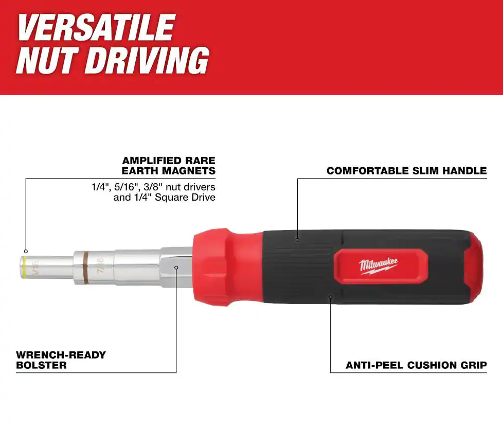 Milwaukee 9-in-1 Multi-Nut Driver Magnetic SAE (48-22-2920)