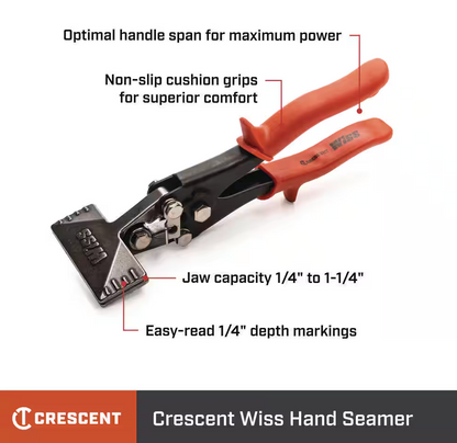 Crescent Wiss 3-1/4" Hand Seamer with 1-1/4" Jaw Capacity (WS3N)