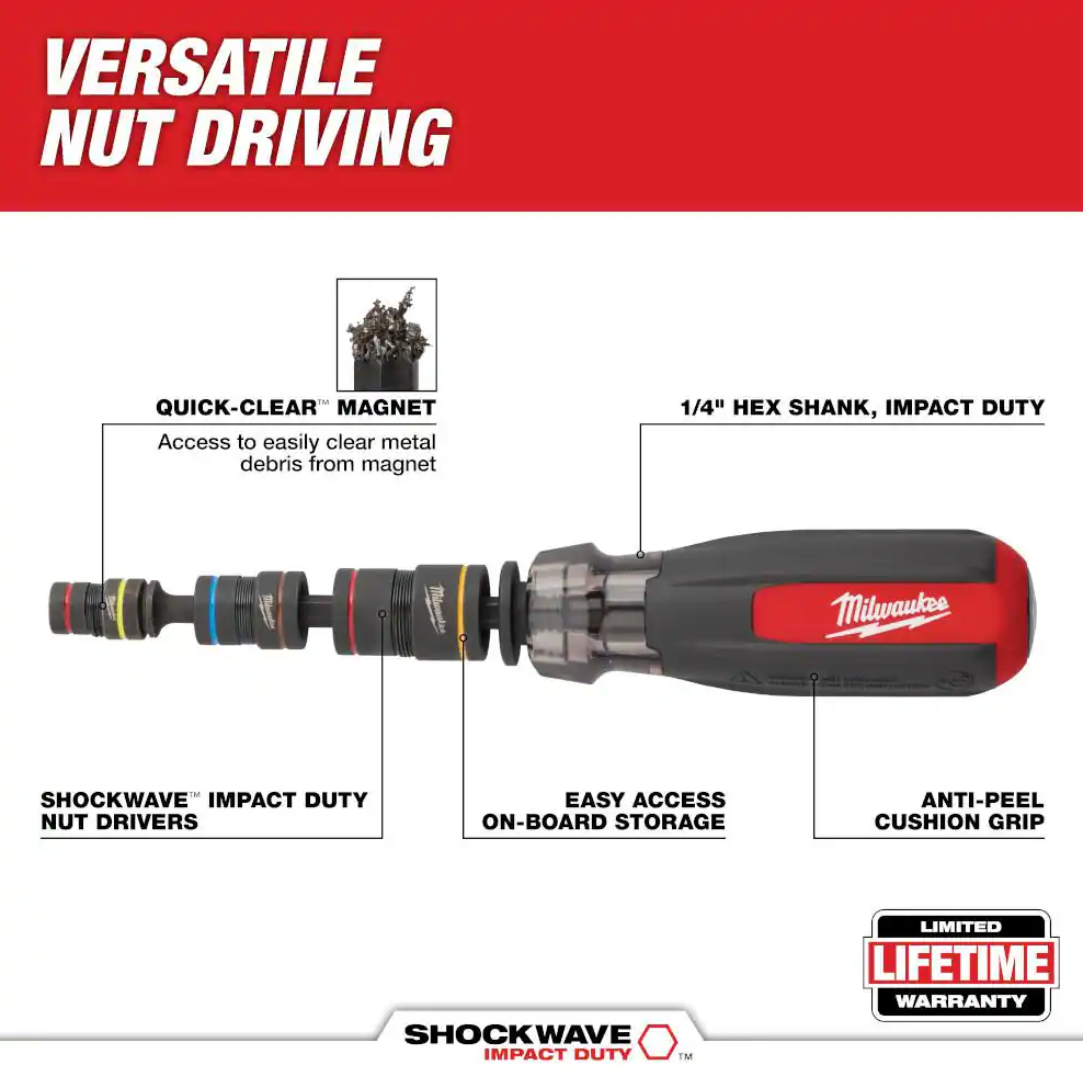 Milwaukee Magnetic Multi-Nut Driver with SHOCKWAVE Impact Duty (48-22-2921)