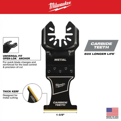 Milwaukee 1-3/8" Carbide Universal Fit Extreme Metal Cutting Multi-Tool Oscillating Blade 2-Pack (49-25-1502)