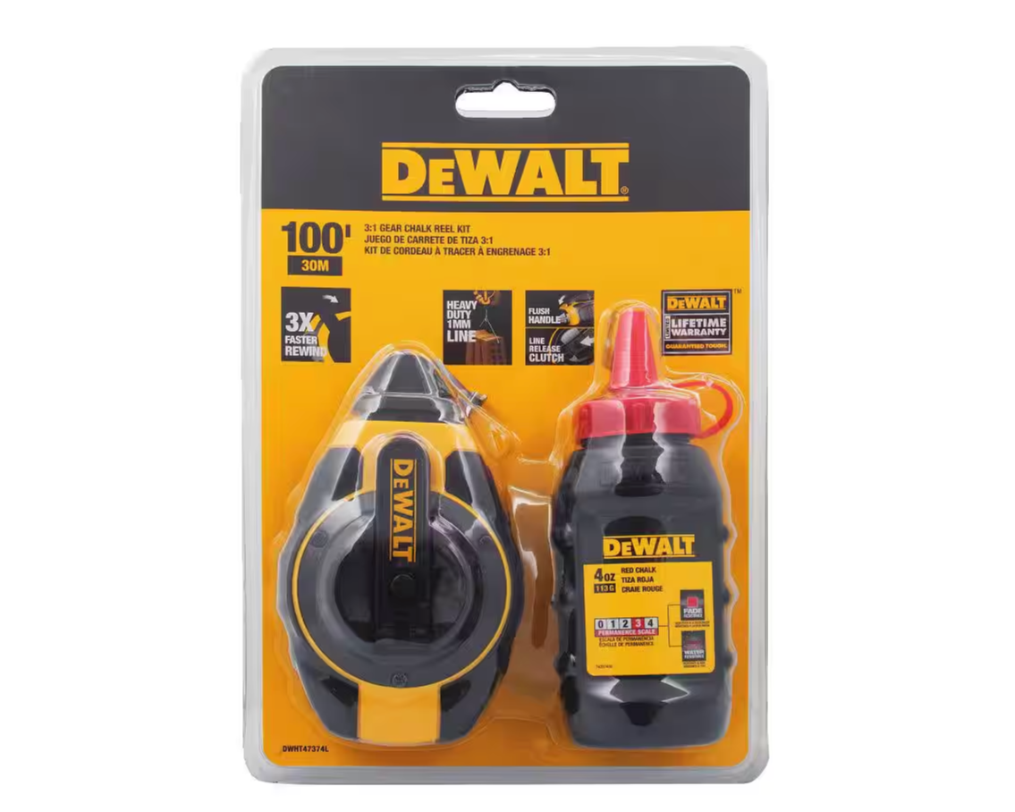 DEWALT 100ft. Chalk Reel with Red Chalk (DWHT47374L)