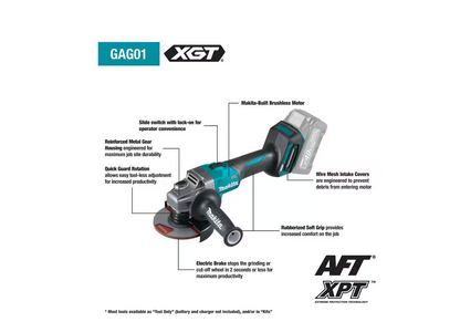 Makita 40V Max XGT 4-1/2" /5" Angle Grinder with Electric Brake GAG01Z (TOOL ONLY)