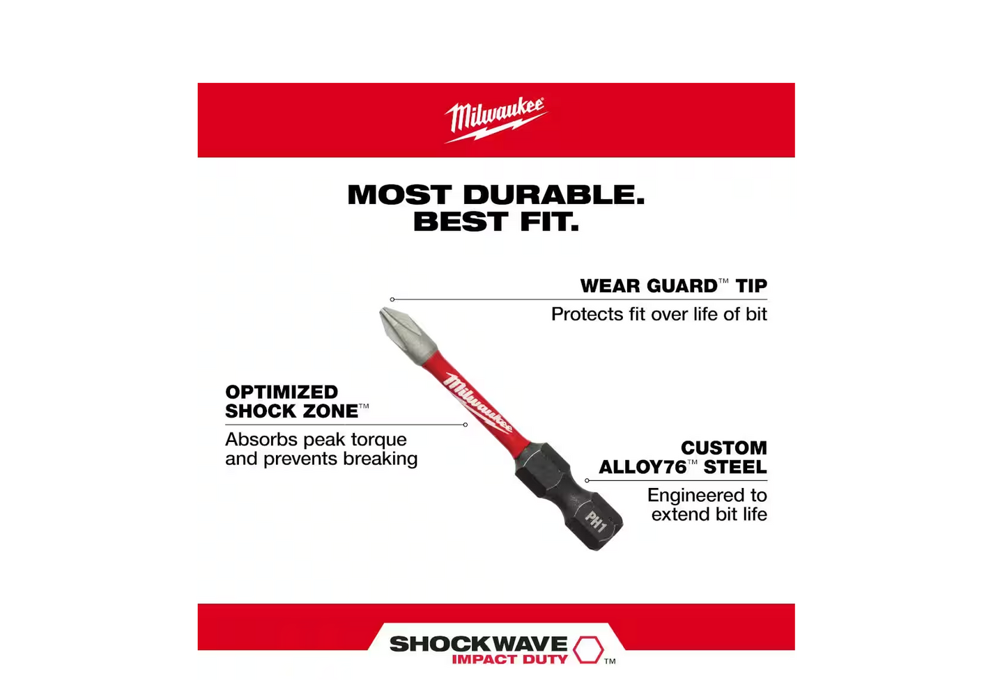 Milwaukee SHOCKWAVE Impact Duty Alloy Steel Screw Driver Bit Set 74-Pieces (48-32-5154)