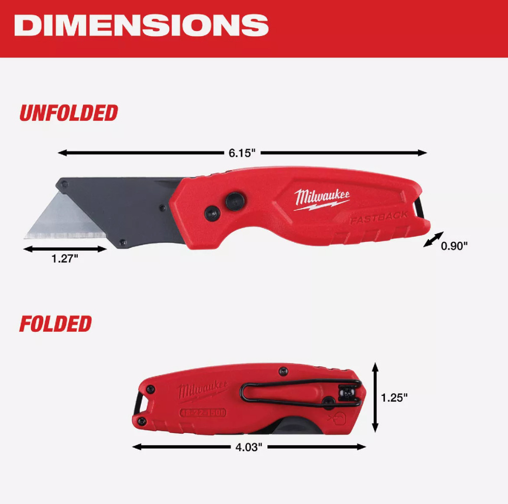 Milwaukee 3pcs. FASTBACK Compact Folding Utility Knives (48-22-1500PA)