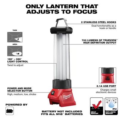 Milwaukee M18 18V 700-Lumen LED Lantern/Trouble Light 2363-20 (TOOL ONLY)