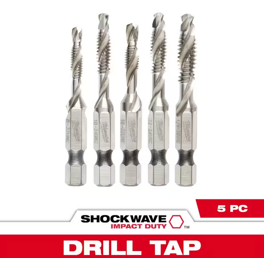 Milwaukee SHOCKWAVE SAE Steel Drill Tap Set 5pcs (48-89-4874)