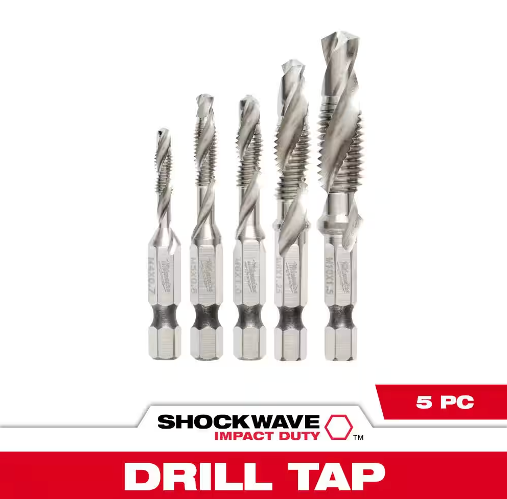 Milwaukee Shockwave 5Pc Metric Impact Drill Tap Set (48-89-4875)