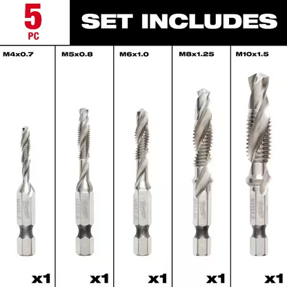 Milwaukee Shockwave 5Pc Metric Impact Drill Tap Set (48-89-4875)