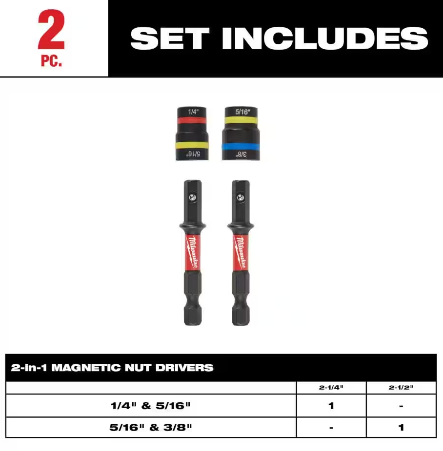 Milwaukee SHOCKWAVE Impact Duty QUIK-CLEAR 2-in-1 Magnetic Nut Driver Set (49-66-4565)