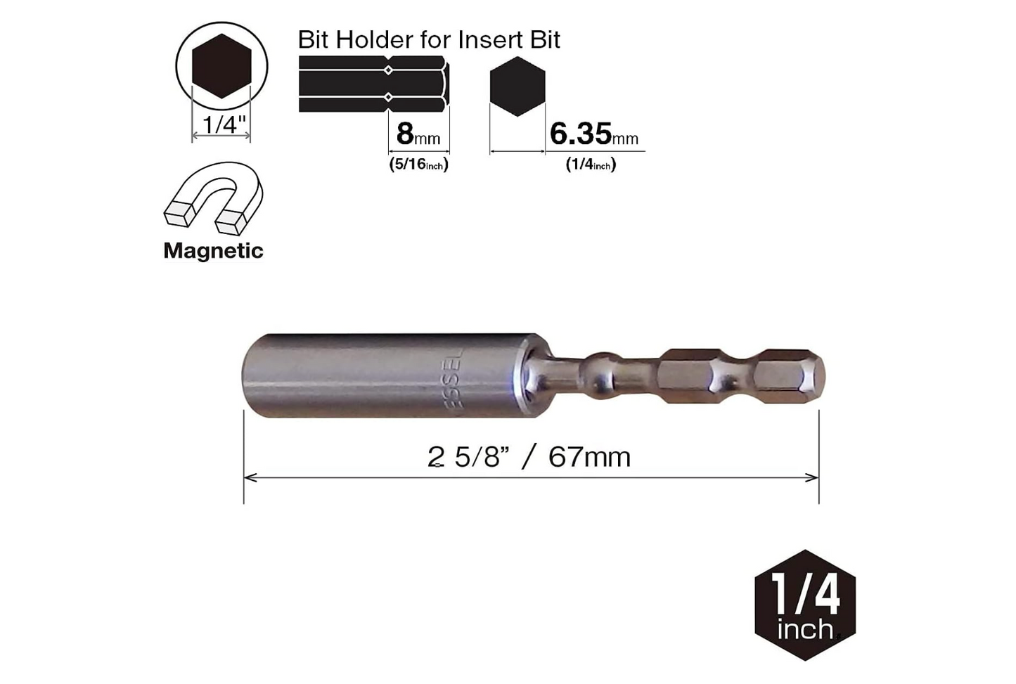 VESSEL Impact Ball Torsion Bit Holder H1/4"x67 (#IBHBM67P1)