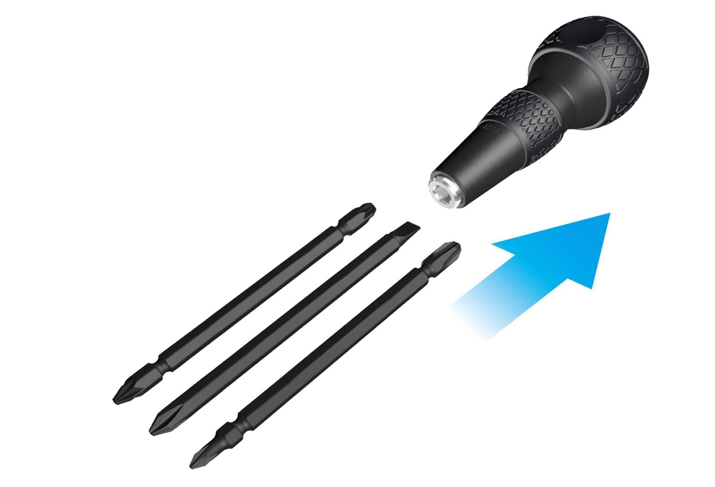 VESSEL BALL GRIP 1/4" Hexagonal Bit Interchangeable Screwdriver and Bits 3pcs Set (#220W-3)