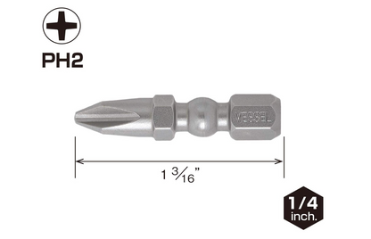 VESSEL IMPACT BALL Torsion Bits PH2 x 30mm, 2pcs (#IBPH230P2)