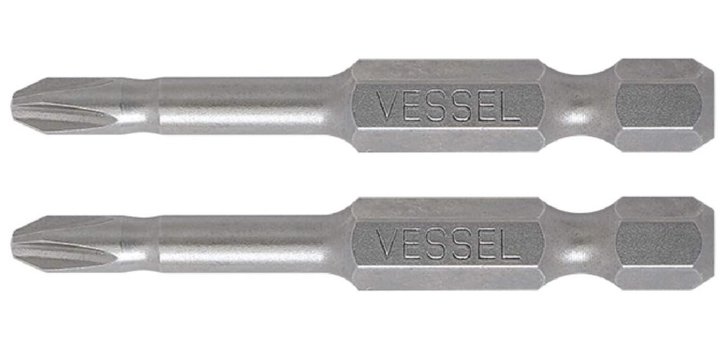 VESSEL PH2, 2" (50mm) Neck Torsion 2pcs Power Bits (#NTPH250P2)