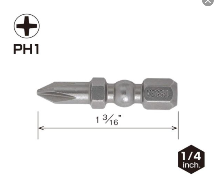 VESSEL Impact Ball Torsion Bits, PH1 x 30mm (#IBPH130P2)