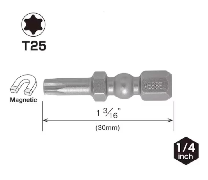 VESSEL Impact Ball Torsion 2pc Bits T25x30x2 (#IBTX2530P2)