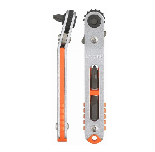 VESSEL Flat Ratchet Screwdriver & Bits Set (#TX-79U)