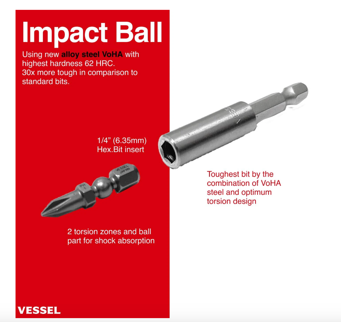 VESSEL Impact Ball Bits 31pcs Set in Slide Case (#IB31P02U)