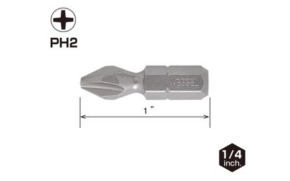 VESSEL Neck Torsion Insert Bits Ph2X25.4 25Pcs (#NTPH2254P25T)