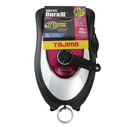 TAJIMA Chalk Line - Chalk-Rite Dura III Chalk Box with 150ft Extreme Bold 2.8 mm Snap Line & Integrated Handle Release - CR604S