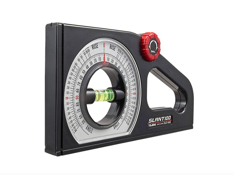 TAJIMA SLANT Angle Meter - Dual-Scale Rotary Pitch Finder with Thumb Dial & Easy-Read Vial (SLT-100)