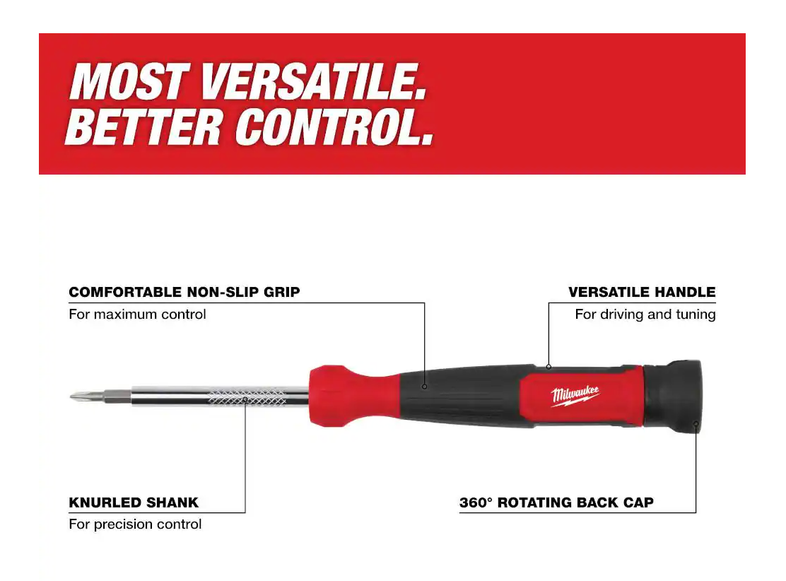 MILWAUKEE 4-in-1 Precision Multi-Bit Screwdriver 48-22-2930