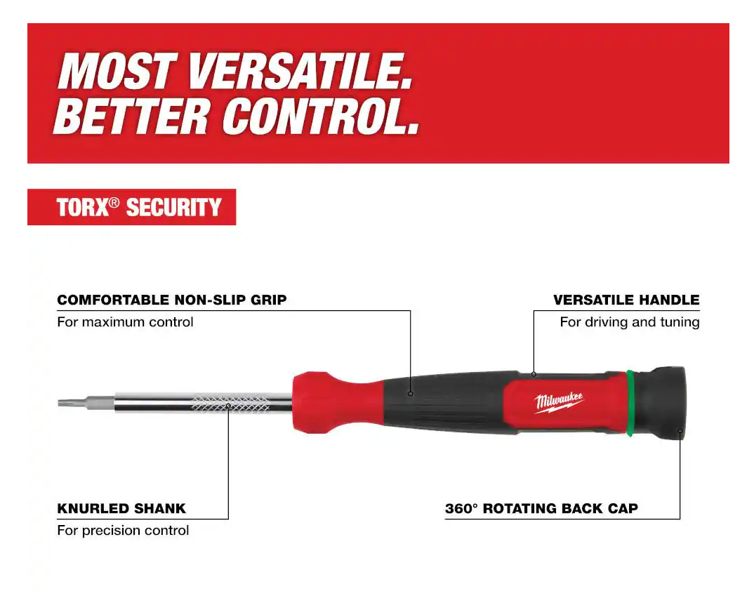 MILWAUKEE 4-in-1 TORX Tamperproof Precision Multi-Bit Screwdriver 48-22-2931