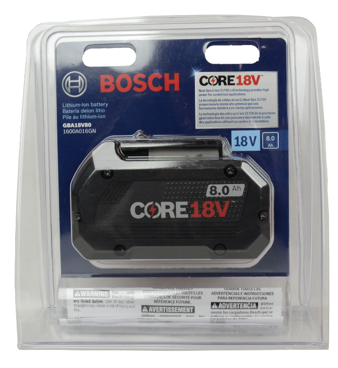 BOSCH CORE18V® Lithium-Ion 8 Ah High Power Battery (GBA18V80)