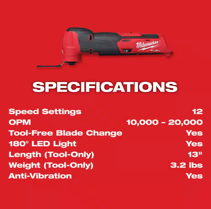 Milwaukee M12 FUEL 12V Oscillating Multi-Tool 2526-20 (TOOL ONLY)