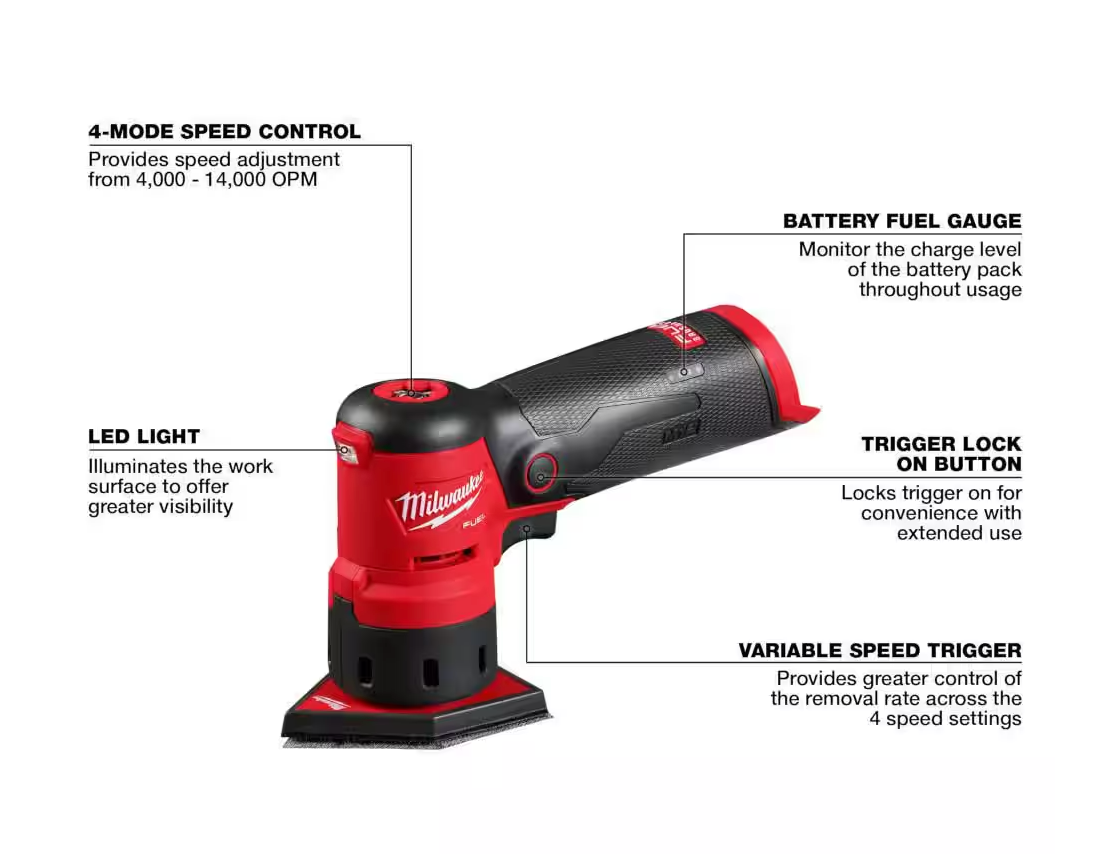 Milwaukee M12 FUEL 12V Orbital Detail Sander 2531-20 (TOOL ONLY)