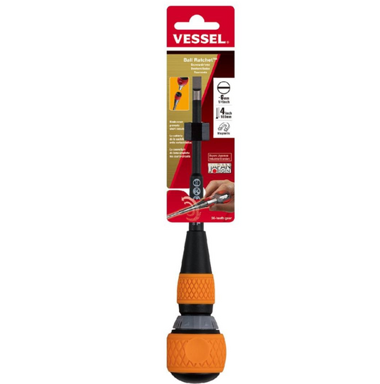 VESSEL Ball Grip Ratchet Screwdriver -6x100 (#2200S6100)